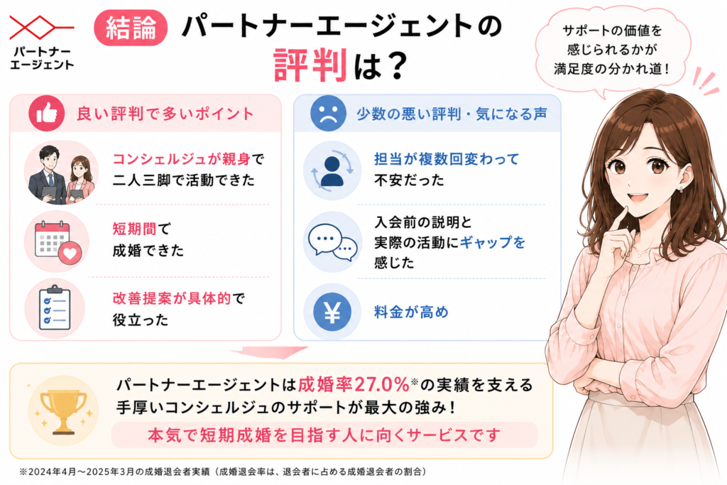 結論|パートナーエージェントの評判は?